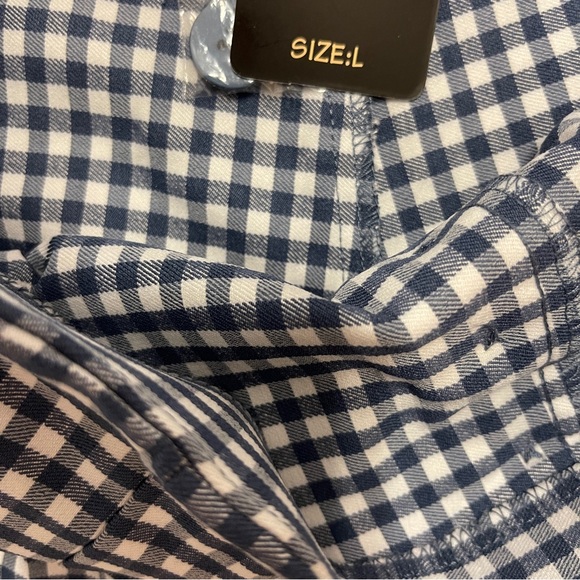 SOLD 🔴 Shinestar high waisted shorts size L W29 gingham vichy print blue white - Picture 6 of 13
